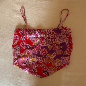 NWT En Creme Floral Pink and Purple Crop Top